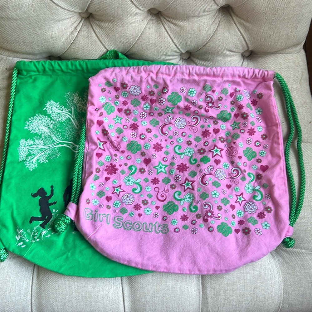 2 Preloved Girl Scout Draw String Bags